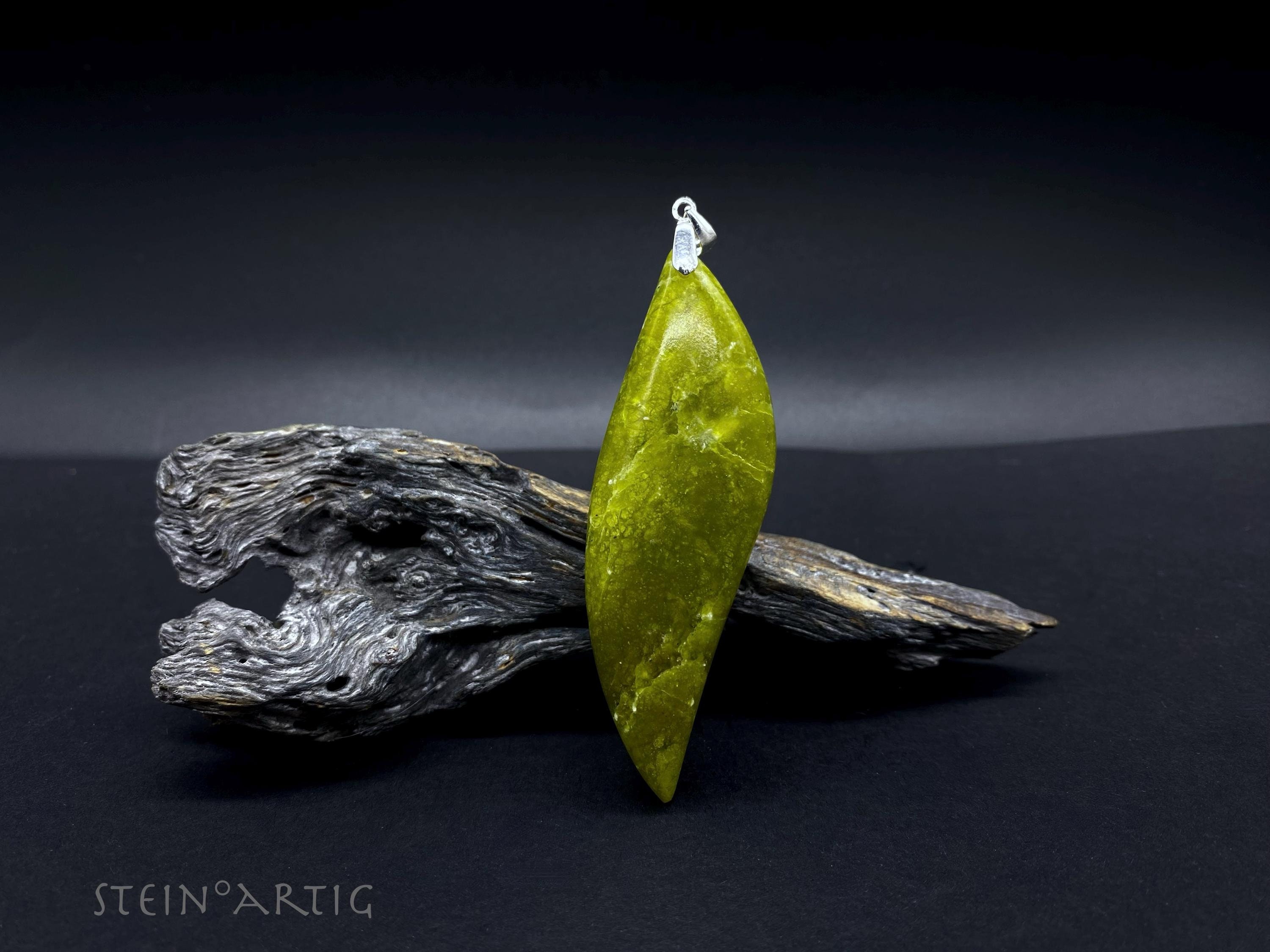 Pendant Gemstone 'lizzardite' *XL*, Silver 925 - Etsy