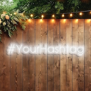 Insegna al neon per matrimonio con hashtag personalizzato, luce LED personalizzata, decorazioni per matrimonio, insegna con nome hashtag, regalo per sposa e sposo, sfondo per ricevimento, illumina
