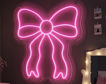 LED Neon Sign: Bow Light Decor for Room, Home, Parties, Nursery Wall Art