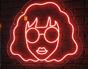 Girl Neon Sign, LED Face Wall Light for Bedroom, Modern Room Decor