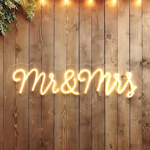 Mr & Mrs Neon Sign, Wedding Decor, Custom LED Light, Personalized Newlywed Gift, Romantic Home Decor, Wedding Neon Sign Couple Gift Wall Art