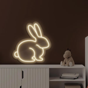 Cute Bunny Neon Sign, Rabbit LED Light, Kids Room Decor, Nursery Wall Art, Light Up Sign, Easter Neon Light, Child Night Light, Hare Gift