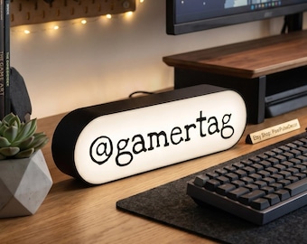 Custom Gamer Tag LED Light Box, Personalized Name Desk Sign, Game Room Decor