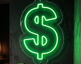 Dollar Neon Sign, LED Light Money Wall Decor for Game Rooms, Man Caves, Offices