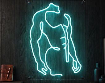 Male Body Neon Sign: Modern LED Wall Art for Bedroom or Studio