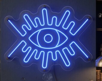 All Seeing Eye Neon Sign, Mystical Wall Decor, Occult LED Light, Witch Room Art