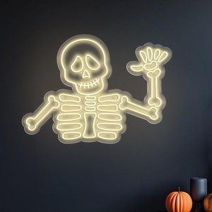 Fun Skeleton Neon Sign, Halloween Neon Sign, Led Light Up Sign, Halloween Decoration, Bedroom Wall Decor, Cute Skeleton Party Decor Led Neon