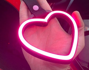 LED neon tsurikawa, car decor, Neon Glow Window Heart For Car, led neon heart, JDM Car Handle Accessory.
