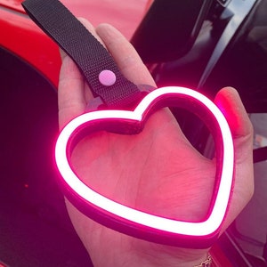 LED neon tsurikawa, car decor, Neon Glow Window Heart For Car, led neon heart, JDM Car Handle Accessory.
