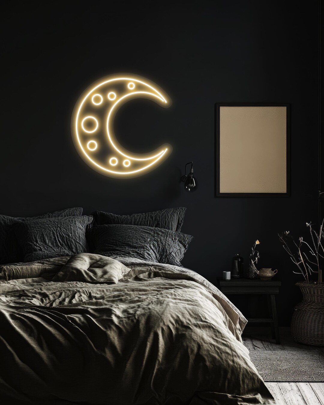 Creent Sign Moon Neon Sign, Crescent Moon LED Wall Light, Nursery Decor, Kids Room ...