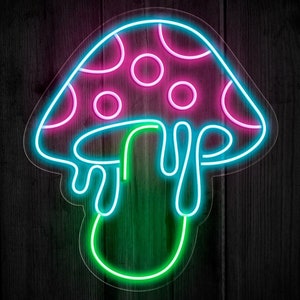Insegna al neon a forma di fungo, insegna al neon per camera da letto, insegna luminosa a LED, decorazione da parete a forma di fungo magico, insegna Amanita Muscaria, insegna luminosa notturna a forma di foresta di funghi