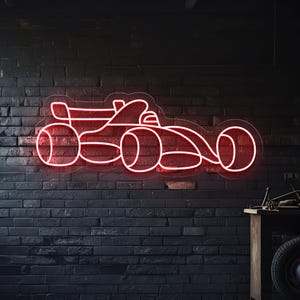 Sport Car Neon Sign, Formula Fan Gift, Racing Car LED Sign, Husband Gift, Present for Boyfriend, Father, Brother, Decor for Man Cave, Garage