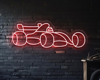 Formula Racing Car LED Neon Sign, Man Cave Garage Decor