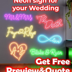 Custom Wedding Sign, Wedding Neon Sign, Personalized Wedding Decor, Custom Names Sign, Couple Neon Sign, LED Light Up Sign,Personalized Gift