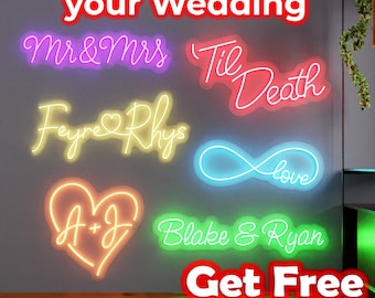 Custom Wedding Neon Sign: Personalized Names, LED Light Decor