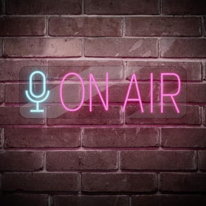 On Air Neon Sign, LED Light Up Sign, Microphone Wall Decor, Radio Station, Podcast Studio, Live Stream, Home Office, Music Room Gift Idea