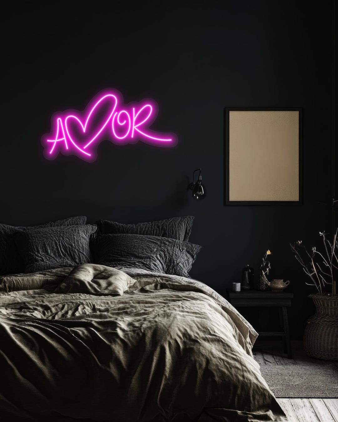 Amor Heart Neon Sign, Romantic LED Wall Light for Bedroom, Wedding ...