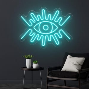 Allsehendes Auge Leuchtreklame, mystisches Wanddekor, okkultes Auge LED-Schild, Hexenraumwandkunst, Festival Stand Schild, Auge der Vorsehung, Magie Neon