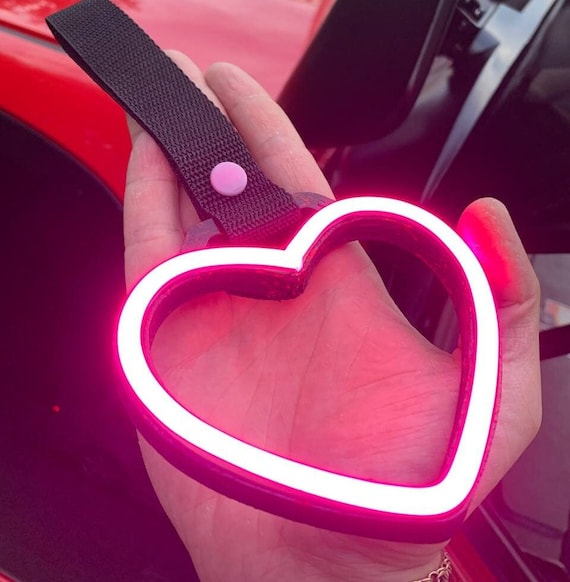 LED neon tsurikawa, car decor, Neon Glow Window Heart For Car, led neon heart, JDM Car Handle Accessory.