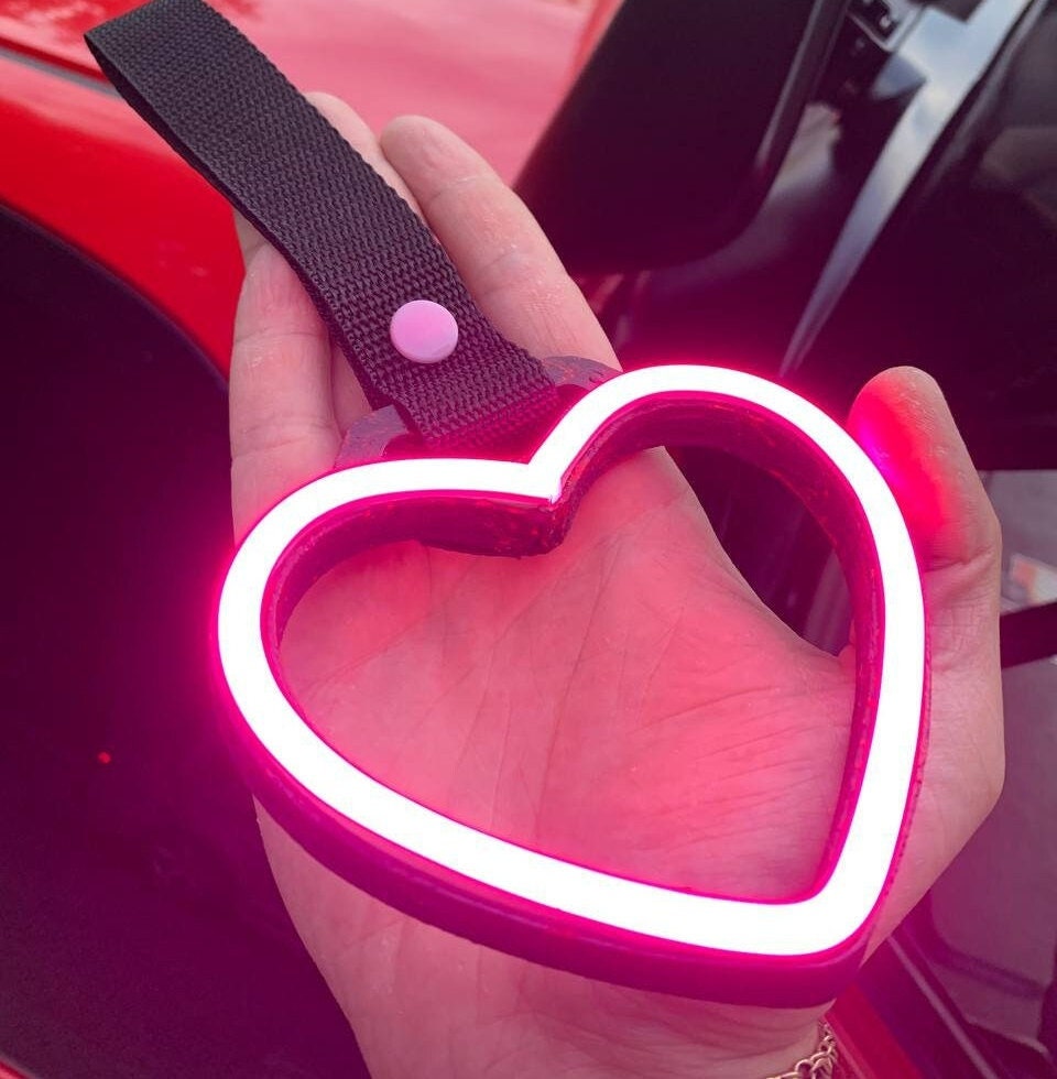 LED Neon Tsurikawa, Car Decor, Neon Glow Window Heart for Car, Led