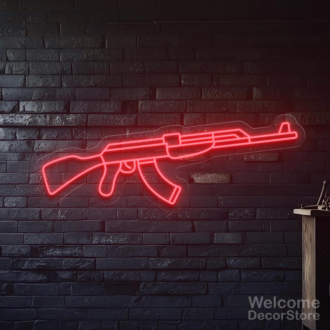 Rifle LED Neon Sign, Wall Light for Gamer Room, Garage or Man Cave ...
