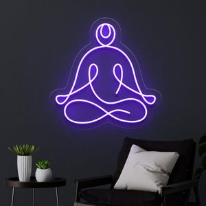 Lotus Pose Neon Sign, Meditating LED Wall Light, Yoga Studio Decor, Meditation Corner, Minimalist Spiritual Decor, Gift for a Yogi