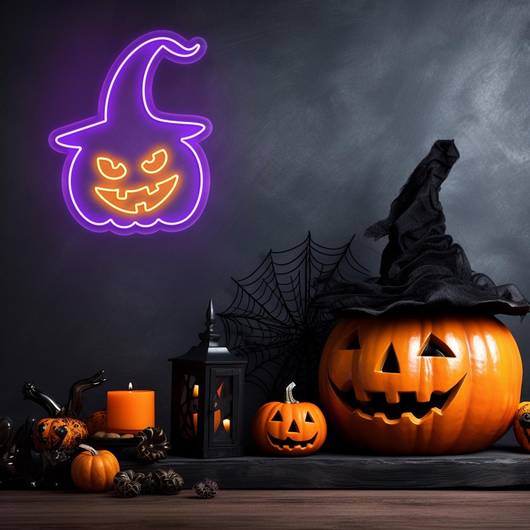 Jack-o'-lantern Pumpkin Neon Sign, Halloween LED Light up Sign, Spooky ...
