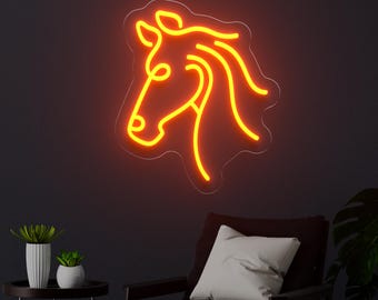 Pferd Leuchtreklame, Western Wall Decor, Reiter Geschenk für Zuhause, Reiter LED Licht Geschenk