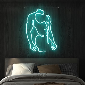 Male Body Neon Sign, Modern LED Wall Art, Minimalist Man Light, Aesthetic Decor for Bedroom or Studio, Man Body Neon Sign, Light Up Sign