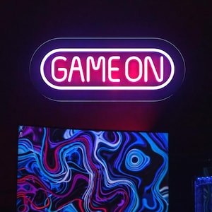 Game On Neon Sign, LED Gaming Room Light, Video Game Wall Decor, Cool Gamer Setup, Man Cave Sign, Gift for Gamers, RGB Light Up Sign