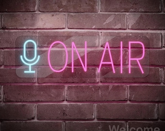 On Air Neon Sign, LED Mic Wall Light for Podcast Studio, Streaming, Gamer Room Decor