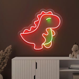 Cute Dinosaur Neon Sign, LED Light Up Sign, Wall Light for Kids Room, Baby Nursery Decor, Birthday Gift for Boys and Girls, Bedroom Decor