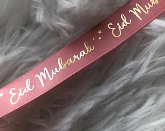 Eid Mubarak Luxury Ribbon 5 metres Pink (approx 5.5 yards)