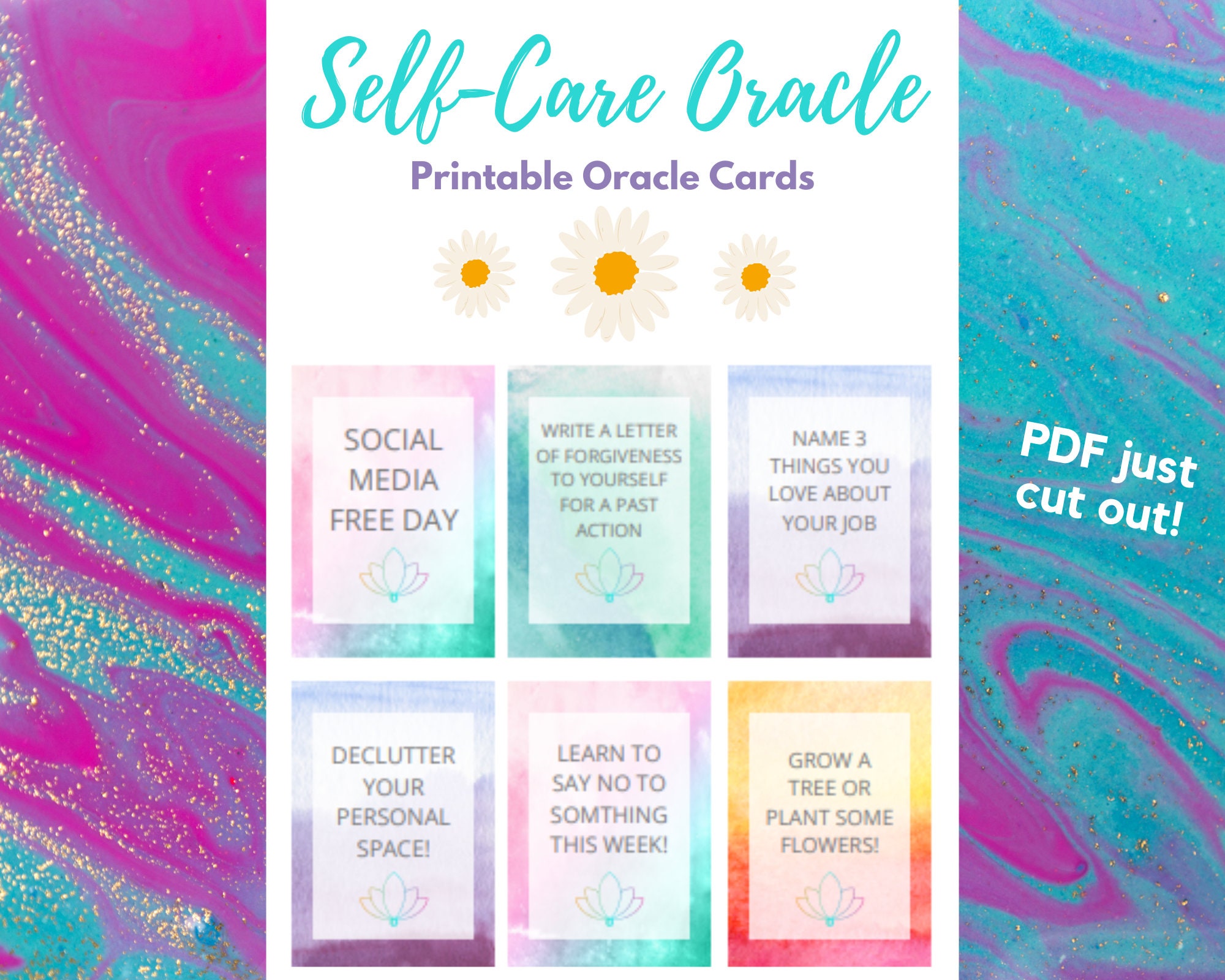 SELF-CARE Oracle Cards - 24 Printable Oracle Cards | Daily Guidance | Oracle | Gifts | PDF Active - Etsy for Free Printable Oracle Cards Pdf