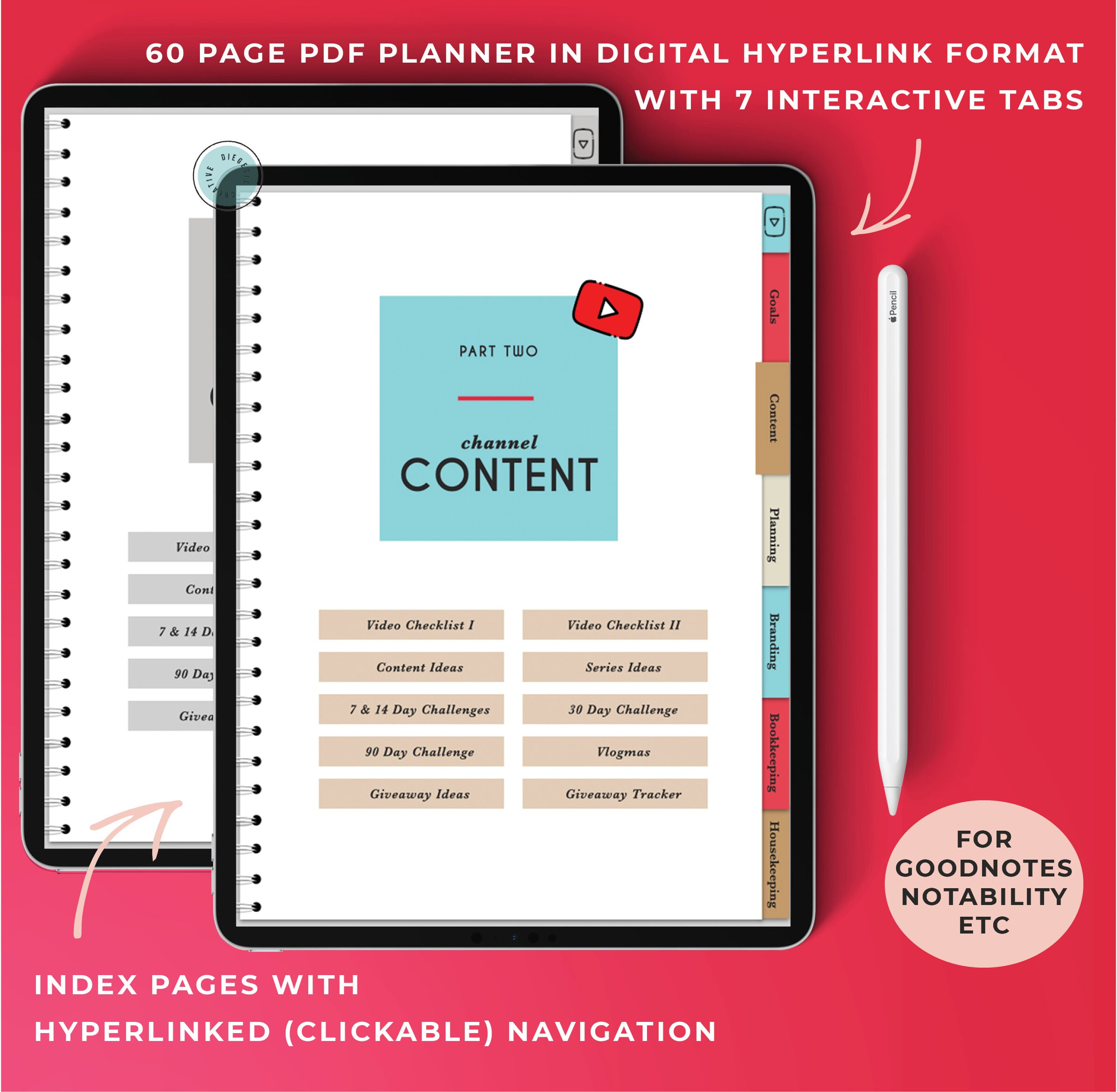 Youtube Digital Planner and Workbook Value Kit | Video & Content ...