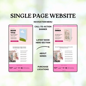 author website template, author website wix, author website canva, author website, author website squarespace, author logo, author instagram, author gifts, author media kit, author logo, author email template, author email newsletter, Authortube, BookTok, Bookstagram, Romance Author, Book Marketing, Author Marketing, Jane Austen, Emma, Jane Austen Emma, Puffin In Bloom, Book Launch Landing Page, Writer Book Promotion, Book Marketing, Author Brand, Pastel Pink, KTRDigitalDesign, PlotPointStudios