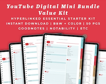 YouTube Digital Mini Bundle Value Kit | Video Checklists Weekly Content Planner Daily Plan To-Do List | GoodNotes Notability iPad Planner