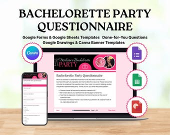 Google Forms Bachelorette Party Questionnaire Google Forms Template Bachelorette Party Planner Google Sheets Bachelorette Party Canva Pink