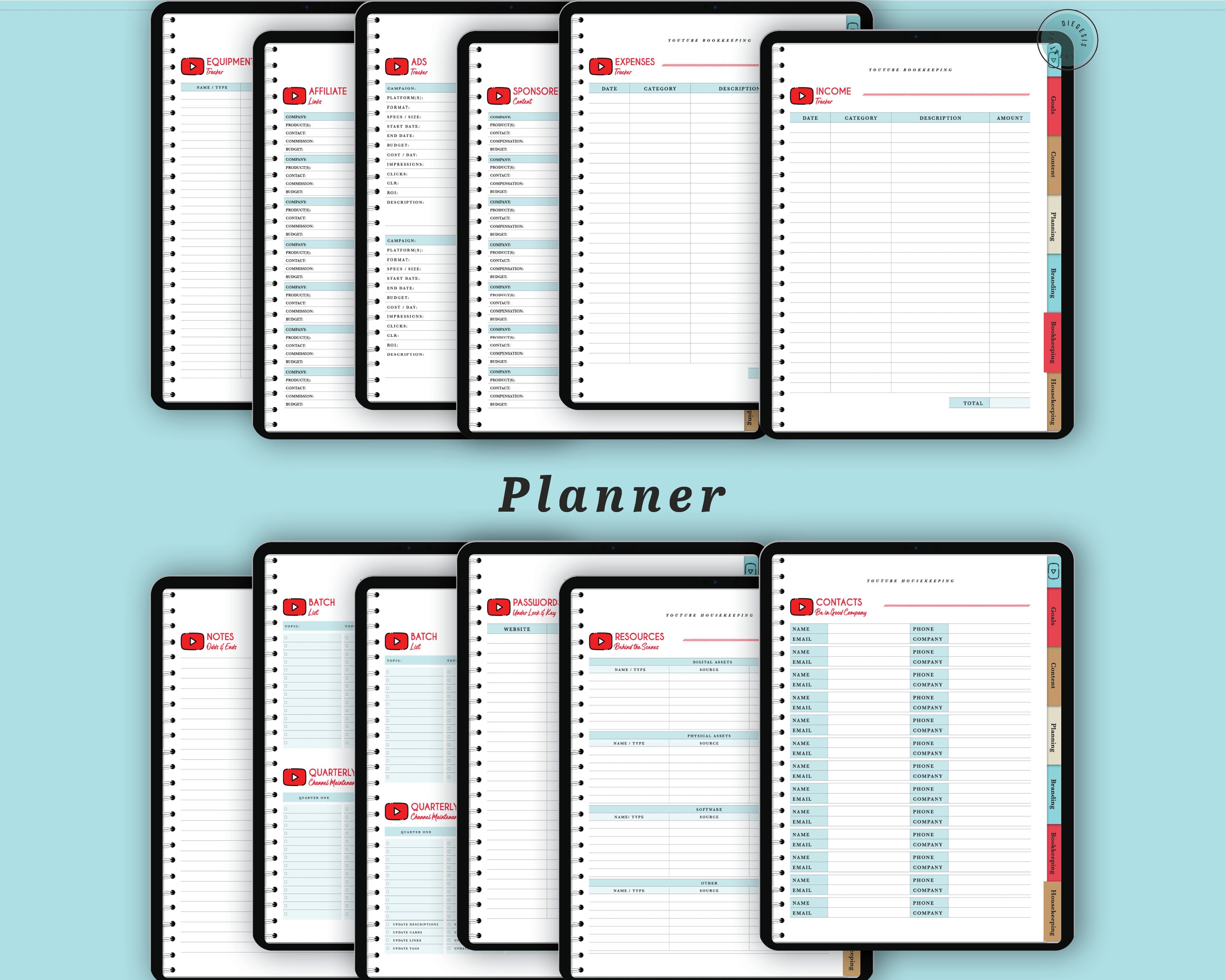 Youtube Digital Planner and Workbook Kit Video & Content - Etsy
