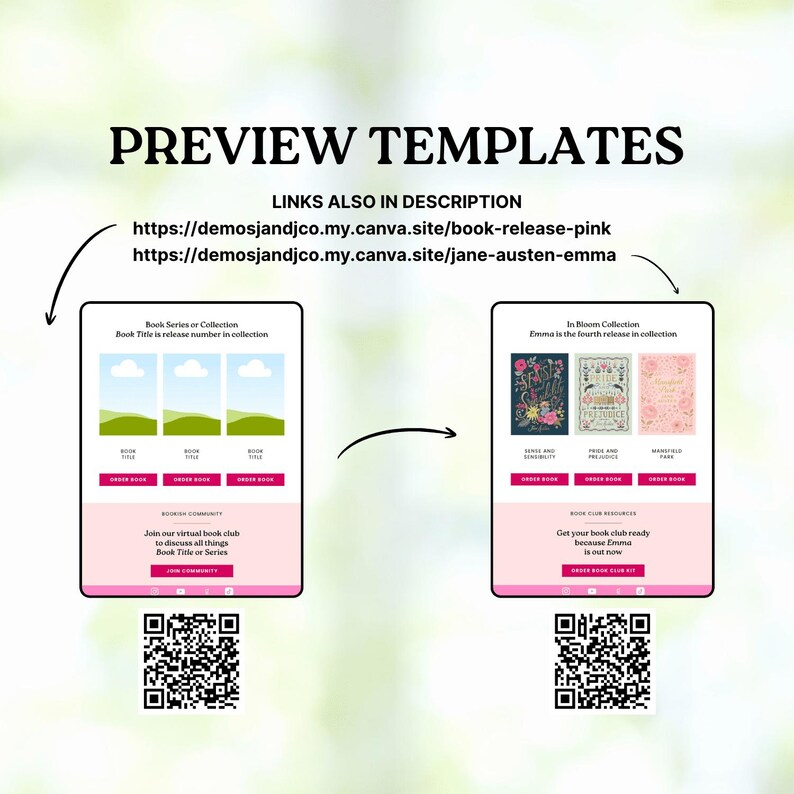 author website template, author website wix, author website canva, author website, author website squarespace, author logo, author instagram, author gifts, author media kit, author logo, author email template, author email newsletter, Authortube, BookTok, Bookstagram, Romance Author, Book Marketing, Author Marketing, Jane Austen, Emma, Jane Austen Emma, Puffin In Bloom, Book Launch Landing Page, Writer Book Promotion, Book Marketing, Author Brand, Pastel Pink, KTRDigitalDesign, PlotPointStudios