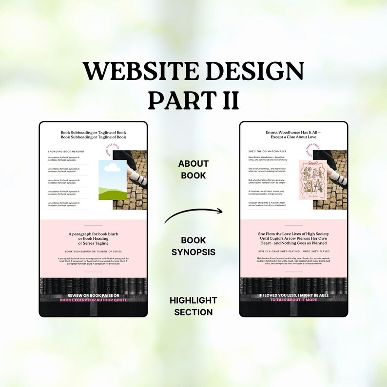 author website template, author website wix, author website canva, author website, author website squarespace, author logo, author instagram, author gifts, author media kit, author logo, author email template, author email newsletter, Authortube, BookTok, Bookstagram, Romance Author, Book Marketing, Author Marketing, Jane Austen, Emma, Jane Austen Emma, Puffin In Bloom, Book Launch Landing Page, Writer Book Promotion, Book Marketing, Author Brand, Pastel Pink, KTRDigitalDesign, PlotPointStudios