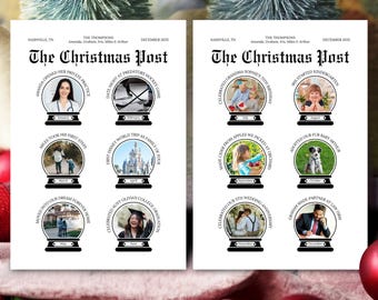 Christmas Newsletter Template Year in Review Christmas Card Template Photo Christmas Canva Template Editable Photo Canva Christmas Card A5