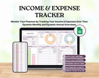 Income and Expense Tracker Google Sheets Template Budget Spreadsheet Planner Money Tracker Bold Pastel