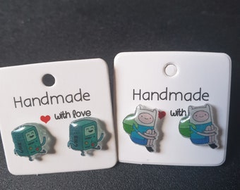 Adventure Time BMO / Finn The Human Stud Earrings