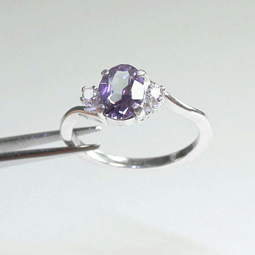 Alexandrite Sterling Silver Handmade Ring - 925 Silver, Oval Stone, Adjustable Size