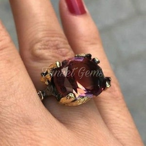 Natural Certified Alexandrite Ring 925 Sterling Silver Ring Color Change Stone Amazing Ring Oval Cut Purple Alexandrite Gift Ring Birthstone