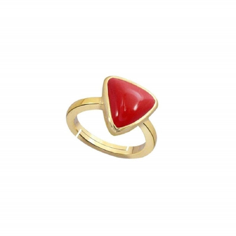 A beautiful Red Coral gemstone ring in Gold - YouTube