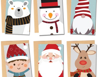 36x Paquete de tarjetas de felicitación de Feliz Navidad con sobres - Tarjetas navideñas de Navidad - 6 diseños - FSC Paper