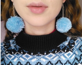 Handmade pom-pom earrings