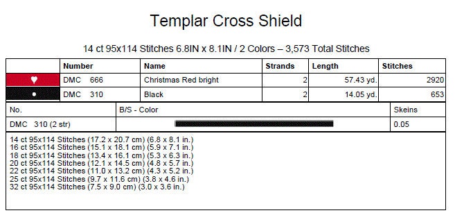 Templar Cross Shield Cross Stitch Pattern - PDF Digital Download - Etsy
